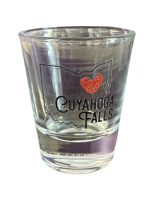 CUYAHOGA FALLS HEART SHOT GLASS