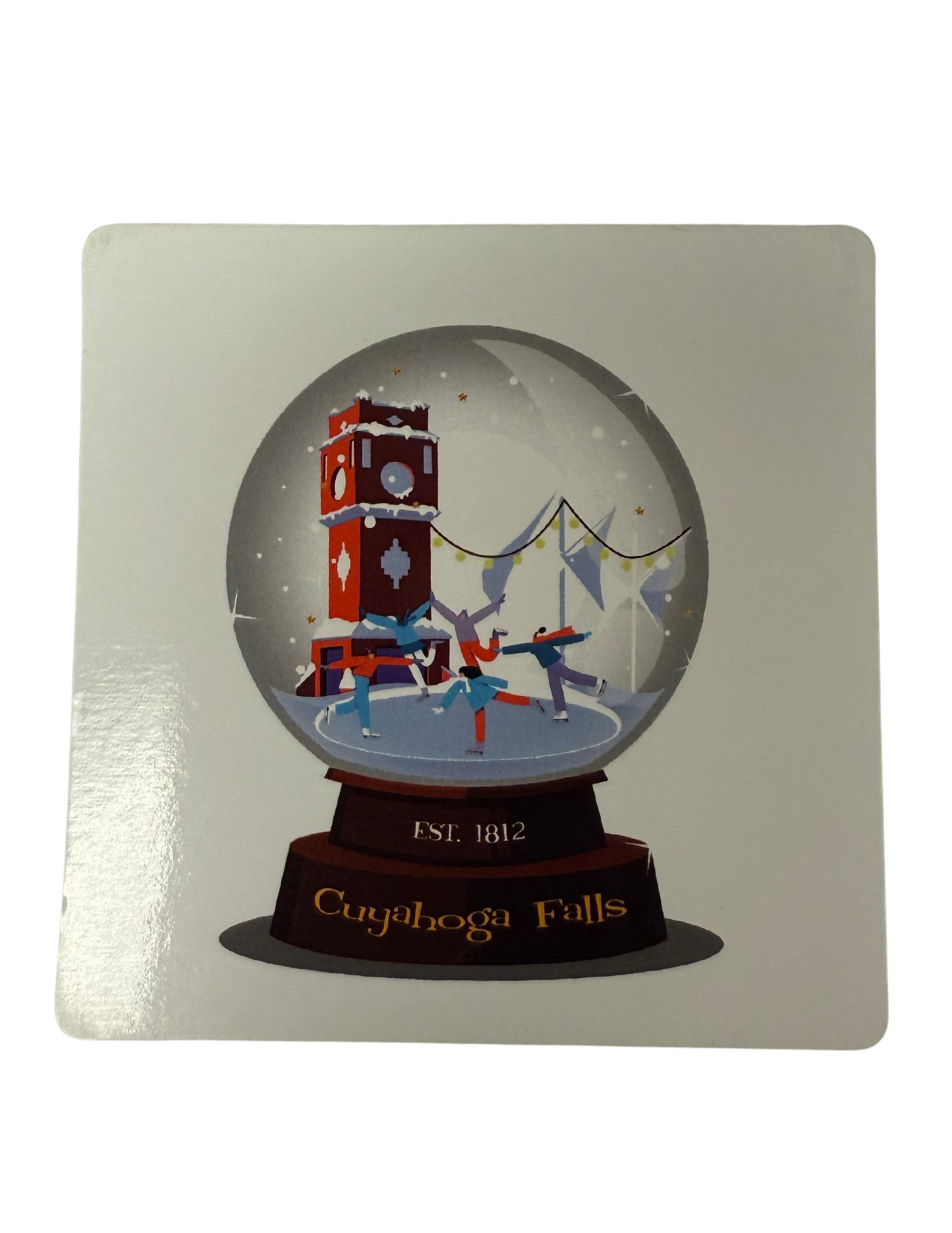 Cuyahoga Falls Snow Globe Magnetic Sticker